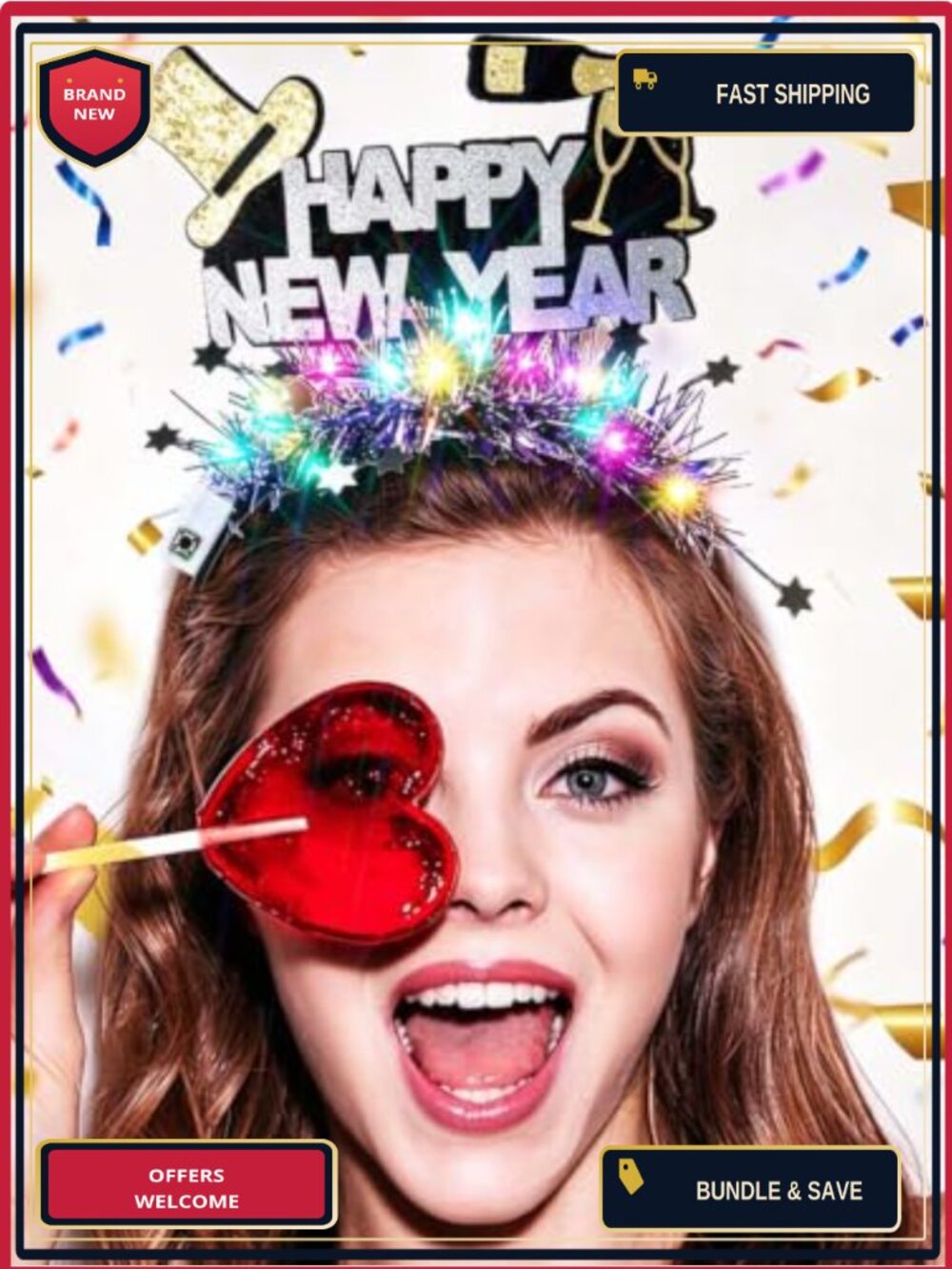 Light Up Happy New Year Headband LED Beer Star Headbands